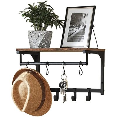 Songmics Wandgarderobe Barnet-old mit Ablage 8 Haken Braun-Schwarz Songmics Wandgarderobe Barnet-old mit Ablage 8 Haken Braun-Schwarz