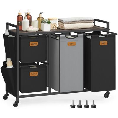 Songmics Wäschesammler Stevie mit 4 Fächern 150 l Schwarz-Grau Songmics Wäschesammler Stevie mit 4 Fächern 150 l Schwarz-Grau