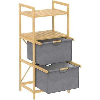 HOMCOM Wäschekorb Bambus Polyester Naturholz 44L x 34B x 96H cm HOMCOM Wäschekorb Bambus Polyester Naturholz 44L x 34B x 96H cm