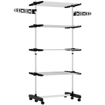 HOMCOM Wäscheständer Edelstahl ABS 142L × 55B × 172H cm Schwarz HOMCOM Wäscheständer Edelstahl ABS 142L × 55B × 172H cm Schwarz