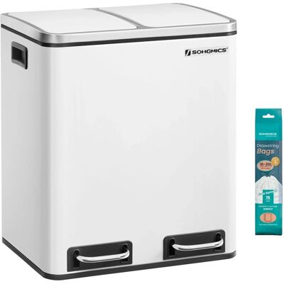 Songmics Mülleimer Pary 2 Fächer x 15 l Weiß Songmics Mülleimer Pary 2 Fächer x 15 l Weiß