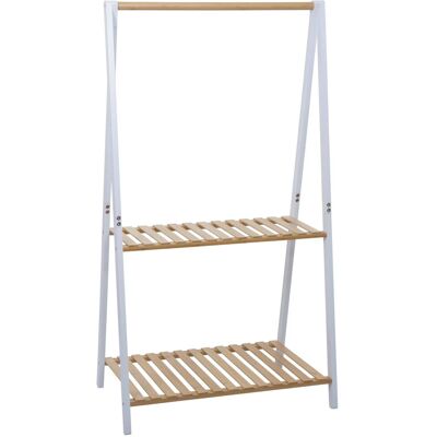 MCW Bambus Standgarderobe Q32 Stange 2 Ablagen 130x70x44cm Natur-Weiß MCW Bambus Standgarderobe Q32 Stange 2 Ablagen 130x70x44cm Natur-Weiß