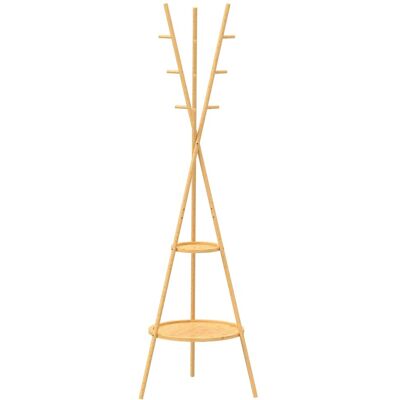 HOMCOM Coat Rack Bambus MDF 58,5L x 58,5B x 176H cm Naturholz HOMCOM Coat Rack Bambus MDF 58,5L x 58,5B x 176H cm Naturholz