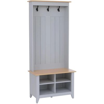 MCW Garderobe P28 3 Haken 4 Staufächer Melamin 170x76x39cm Hellgrau Natur MCW Garderobe P28 3 Haken 4 Staufächer Melamin 170x76x39cm Hellgrau Natur