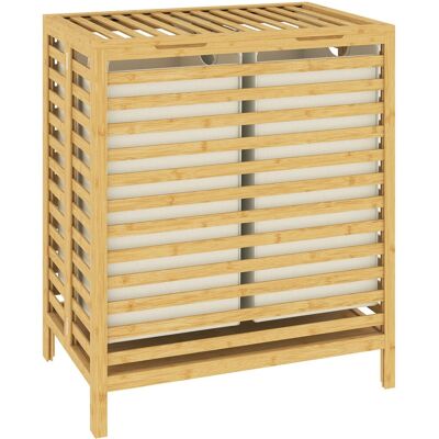 HOMCOM Laundry Hamper Bambus Polyester 55L x 36B x 64,2H cm Naturholz+Cremeweiß HOMCOM Laundry Hamper Bambus Polyester 55L x 36B x 64,2H cm Naturholz+Cremeweiß
