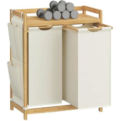 Songmics Wäschesammler Rocki 2 Fächer 1 Ablage 100 l Eiche-Weiß Songmics Wäschesammler Rocki 2 Fächer 1 Ablage 100 l Eiche-Weiß