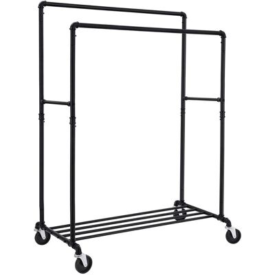 Songmics Doppelkleiderstange mit Rollen und Ablage 50 x 100 x 163 cm Schwarz Songmics Doppelkleiderstange mit Rollen und Ablage 50 x 100 x 163 cm Schwarz