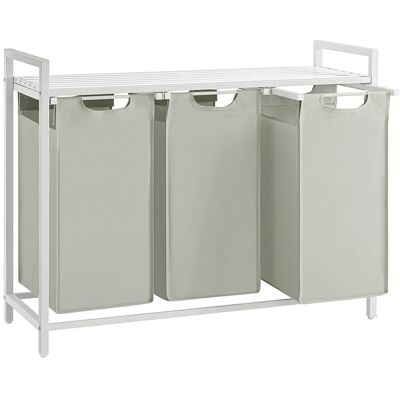 Vasagle Wäschesammler 3 Fächer und Ablage 92,5 x 33 x 72 cm Weiß 114 l Vasagle Wäschesammler 3 Fächer und Ablage 92,5 x 33 x 72 cm Weiß 114 l