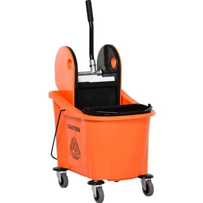HOMCOM Reinigungswagen 36 Liter mit Auswringvorrichtung Orange HOMCOM Reinigungswagen 36 Liter mit Auswringvorrichtung Orange