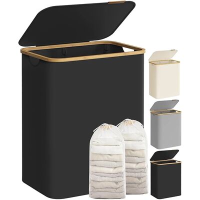 Songmics Wäschesammler Roxanne mit 2 Fächer 130 l Schwarz Songmics Wäschesammler Roxanne mit 2 Fächer 130 l Schwarz