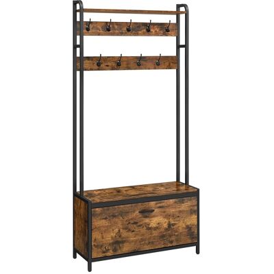 Vasagle Garderobenständer mit Sitzbank 30 cm x 85 cm x 180 cm Braun-Schwarz Vasagle Garderobenständer mit Sitzbank 30 cm x 85 cm x 180 cm Braun-Schwarz