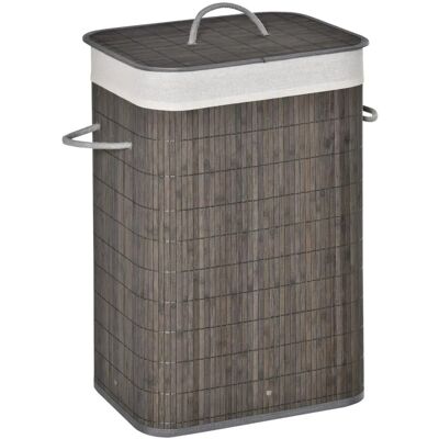 HOMCOM Wäschekorb mit Griffen Bambus Metall Grau 43L x 32B x 61H cm HOMCOM Wäschekorb mit Griffen Bambus Metall Grau 43L x 32B x 61H cm