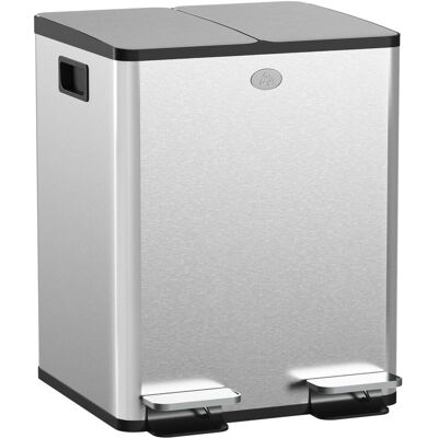 HOMCOM-Mülleimer-45,8L x 36B x 51,6H cm Silber HOMCOM-Mülleimer-45,8L x 36B x 51,6H cm Silber