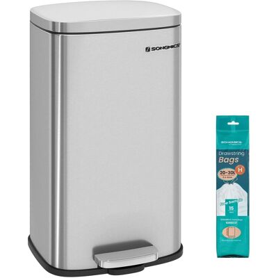 Songmics Mülleimer Plushic mit Fußpedal 30 l Silber Songmics Mülleimer Plushic mit Fußpedal 30 l Silber