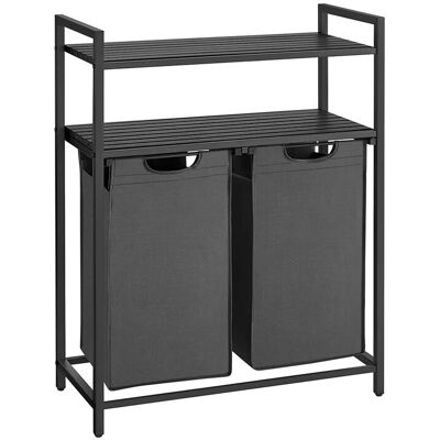 Vasagle Wäschekorb 2 Fächern 33 cm x 73 cm x 92 cm Schwarz-Grau 92 l Vasagle Wäschekorb 2 Fächern 33 cm x 73 cm x 92 cm Schwarz-Grau 92 l