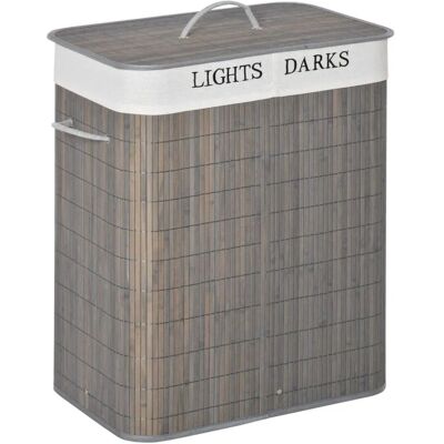 HOMCOM Wäschekorb mit Deckel Bambus Metall Grau 52L x 32B x 63H cm HOMCOM Wäschekorb mit Deckel Bambus Metall Grau 52L x 32B x 63H cm