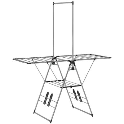 HOMCOM Wäscheständer Edelstahl Kunststoff 156,5L x 68B x 192H cm Silber HOMCOM Wäscheständer Edelstahl Kunststoff 156,5L x 68B x 192H cm Silber