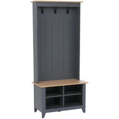MCW Garderobe P28 3 Haken 4 Staufächer Melamin 170x76x39cm Dunkelgrau Natur MCW Garderobe P28 3 Haken 4 Staufächer Melamin 170x76x39cm Dunkelgrau Natur