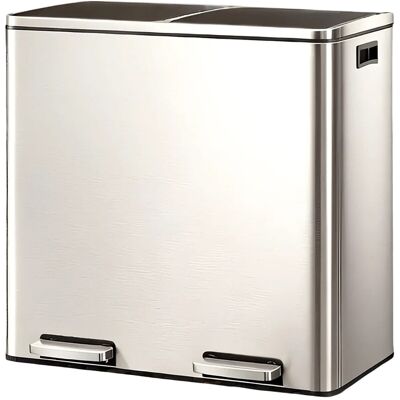 Songmics Mülleimer Pary 2 Fächer x 30 l Silber-Schwarz Songmics Mülleimer Pary 2 Fächer x 30 l Silber-Schwarz