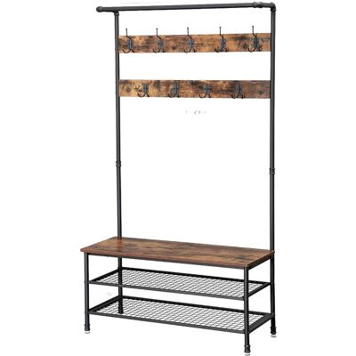 Songmics Garderobenständer Dalson mit Bank 41,5 x 100 x 182 cm Braun-Schwarz Songmics Garderobenständer Dalson mit Bank 41,5 x 100 x 182 cm Braun-Schwarz