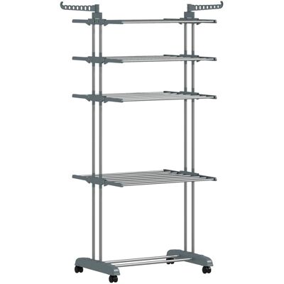 HOMCOM Wäscheständer Plastic Stahl 73L x 64B x 172H cm Grau HOMCOM Wäscheständer Plastic Stahl 73L x 64B x 172H cm Grau