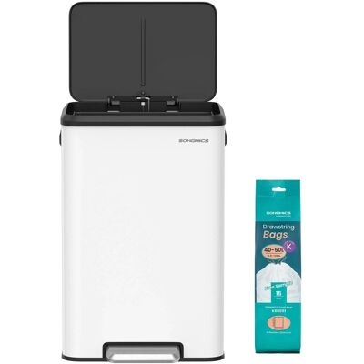 Songmics Mülleimer Plushic mit 15 Müllbeuteln 40 l Weiß-Schwarz Songmics Mülleimer Plushic mit 15 Müllbeuteln 40 l Weiß-Schwarz