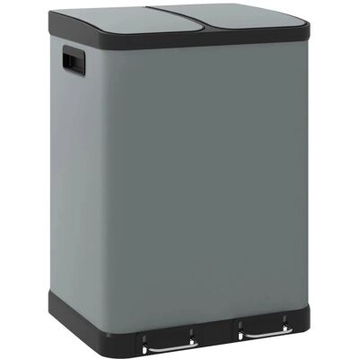 HOMCOM Mülleimer Metall Kunststoff Grau 48,8L x 39,5B x 67H cm HOMCOM Mülleimer Metall Kunststoff Grau 48,8L x 39,5B x 67H cm