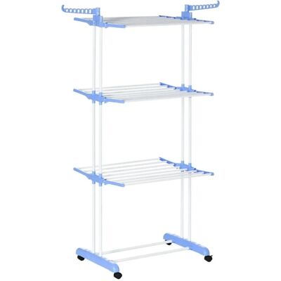 HOMCOM Wäscheständer mit Rollen 4 Ebenen Ausziehbar Stahl Blau 73 x 45,5 x 177cm HOMCOM Wäscheständer mit Rollen 4 Ebenen Ausziehbar Stahl Blau 73 x 45,5 x 177cm