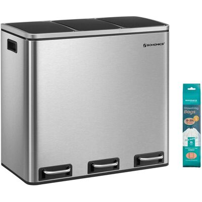 Songmics Mülleimer Pary 3 Fächer x 18 l Silber-Schwarz Songmics Mülleimer Pary 3 Fächer x 18 l Silber-Schwarz