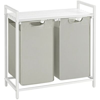 Vasagle Wäschekorb 2 Fächer 33 cm x 73 cm x 72 cm Weiß 92 l Vasagle Wäschekorb 2 Fächer 33 cm x 73 cm x 72 cm Weiß 92 l