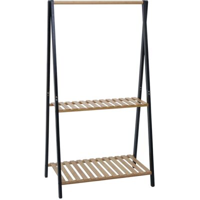 MCW Bambus Standgarderobe Q32 Stange 2 Ablagen 130x70x44cm Natur-Schwarz MCW Bambus Standgarderobe Q32 Stange 2 Ablagen 130x70x44cm Natur-Schwarz