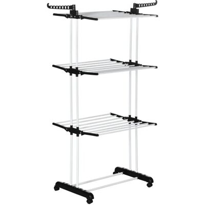HOMCOM Wäscheständer mit Rollen 4 Ebenen Ausziehbar Stahl Schwarz 73x45,5x177cm HOMCOM Wäscheständer mit Rollen 4 Ebenen Ausziehbar Stahl Schwarz 73x45,5x177cm