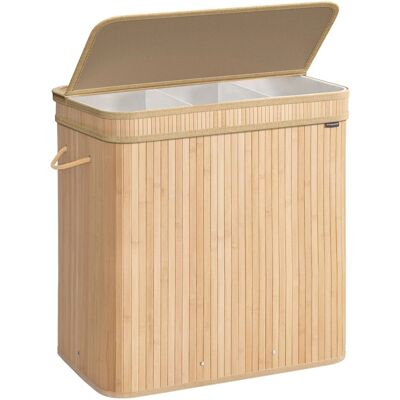 Songmics Wäschesammler Ronex 3 Fächer 120 l Beige Songmics Wäschesammler Ronex 3 Fächer 120 l Beige