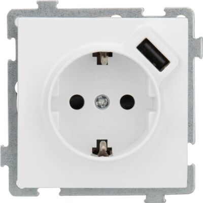 Schutzkontakt-Steckdose Mirena mit USB Unterputz Weiß 1-fach Schutzkontakt-Steckdose Mirena mit USB Unterputz Weiß 1-fach
