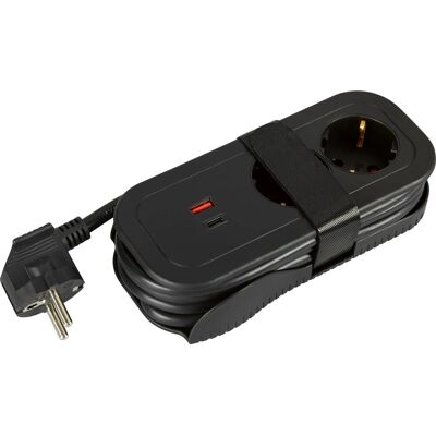 Tischsteckdose 2-fach mit 1 x USB-C & 1 x USB-A 3500 W Schwarz Tischsteckdose 2-fach mit 1 x USB-C & 1 x USB-A 3500 W Schwarz