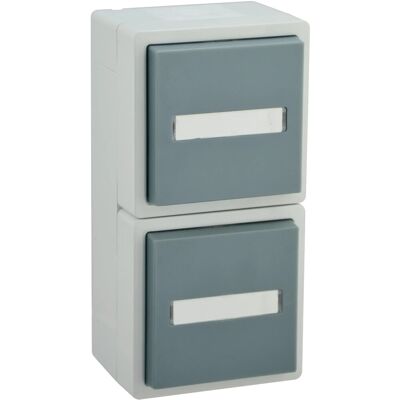 e2 elektro Feuchtraum-Steckdose 2-Fach Vario21 IP44 Hellgrau-Grau Senkrecht e2 elektro Feuchtraum-Steckdose 2-Fach Vario21 IP44 Hellgrau-Grau Senkrecht