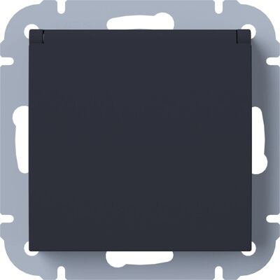 Elektromaterial Schutzkontakt-Steckdose Leonie Schwarz mit Abdeckung Elektromaterial Schutzkontakt-Steckdose Leonie Schwarz mit Abdeckung
