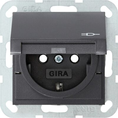Gira Steckdoseneinsatz mit Deckel System 55 Anthrazit Gira Steckdoseneinsatz mit Deckel System 55 Anthrazit