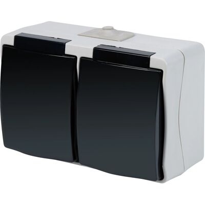 Feuchtraum Steckdose 2-Fach IP54 Grau Feuchtraum Steckdose 2-Fach IP54 Grau
