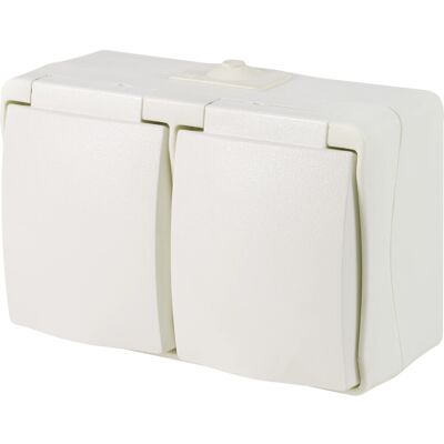 Feuchtraum Steckdose 2-Fach IP44 Weiß Feuchtraum Steckdose 2-Fach IP44 Weiß