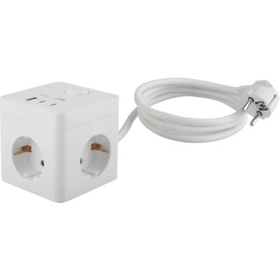 Steckdosenwürfel 6 in 1 mit 2 x USB-C und 1 x USB-A Steckdosenwürfel 6 in 1 mit 2 x USB-C und 1 x USB-A