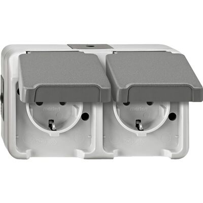 Schneider Electric Merten AQUASTAR Schutzkontakt-Doppel-Steckdose waagerecht angeordnet Schneider Electric Merten AQUASTAR Schutzkontakt-Doppel-Steckdose waagerecht angeordnet