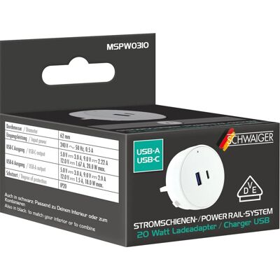 Schwaiger Stromschienen-Plug MSPW0310 Steckdose 230 V Weiß Schwaiger Stromschienen-Plug MSPW0310 Steckdose 230 V Weiß