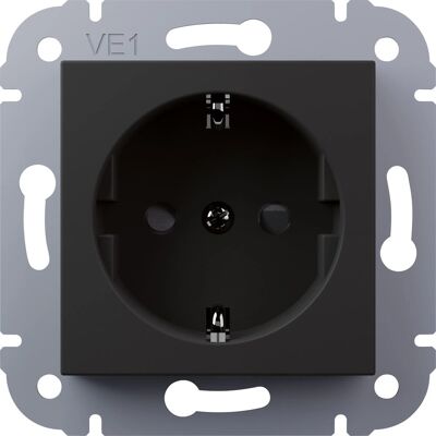 Elektromaterial Schutzkontakt-Steckdose Vilma Schwarz Elektromaterial Schutzkontakt-Steckdose Vilma Schwarz
