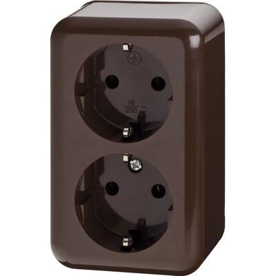 Steckdose Aufputz 2-Fach Braun Steckdose Aufputz 2-Fach Braun