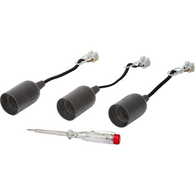 Lampenfassung E27 mit Spannungsprüfer Schwarz 3 Stück Lampenfassung E27 mit Spannungsprüfer Schwarz 3 Stück