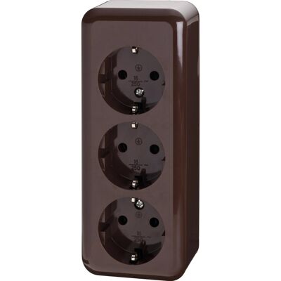 Steckdose Aufputz 3-Fach Braun Steckdose Aufputz 3-Fach Braun