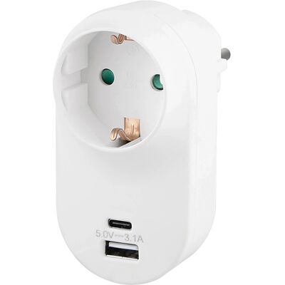 Steckdosen-Adapter mit 2 x USB Port Weiß Steckdosen-Adapter mit 2 x USB Port Weiß