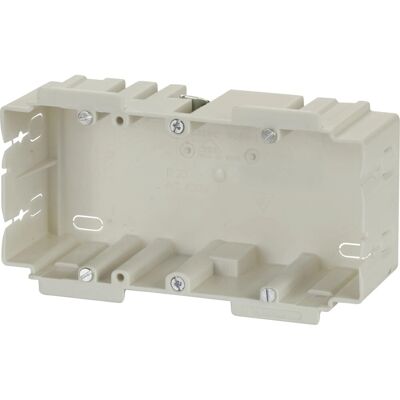 Einbaudose 2-fach für Brüstungskanäle 47 mm x 142 mm x 68,4 mm Weiß Einbaudose 2-fach für Brüstungskanäle 47 mm x 142 mm x 68,4 mm Weiß