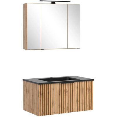 Held Möbel Waschtisch-Set Becken Schwarz 200 x 80 x 47 cm Wildeiche 2-tlg. Held Möbel Waschtisch-Set Becken Schwarz 200 x 80 x 47 cm Wildeiche 2-tlg.